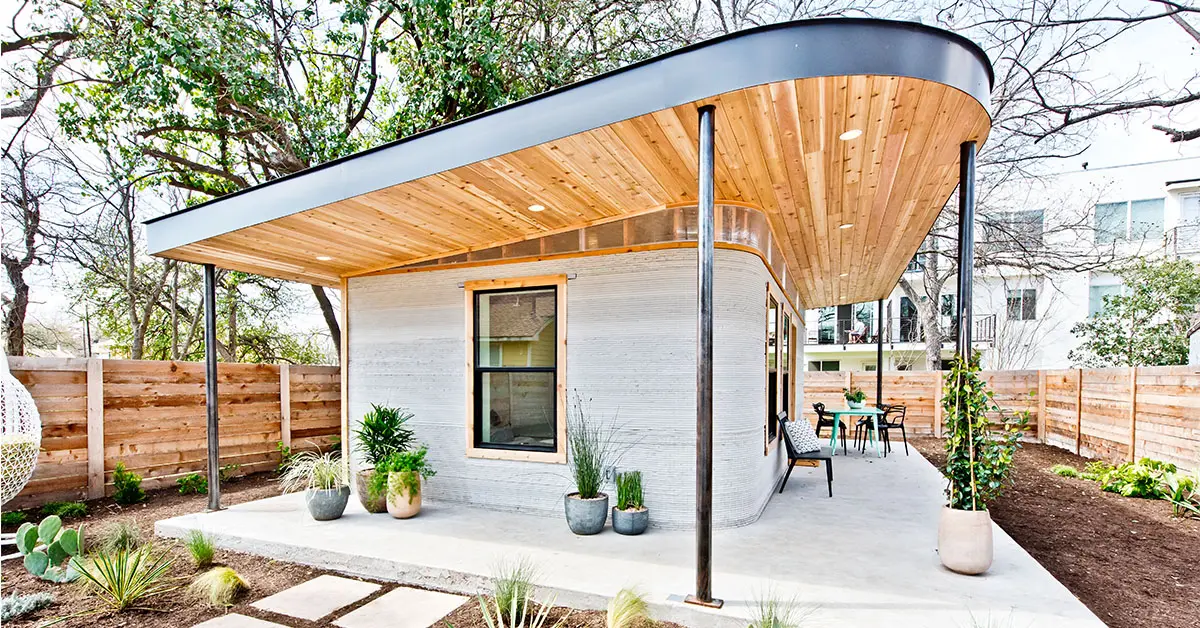 Finished 3D-printed home built with The Graphene Solution's graphene-reinforced concrete mix